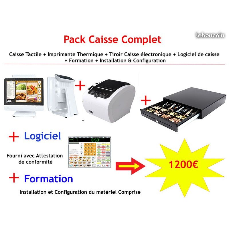 Pack caisse tactile AURES SANGO J6412 , avec imprimante ticket - Waapos